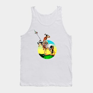 American Indian Horseback Looking At The Horizon Western Cowboy Vintage Retro Comic Tank Top